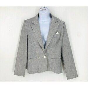 Vintage M Company Fashions Union Made Lady’s Pinstripe Blazer Cotton Size 9 Grey